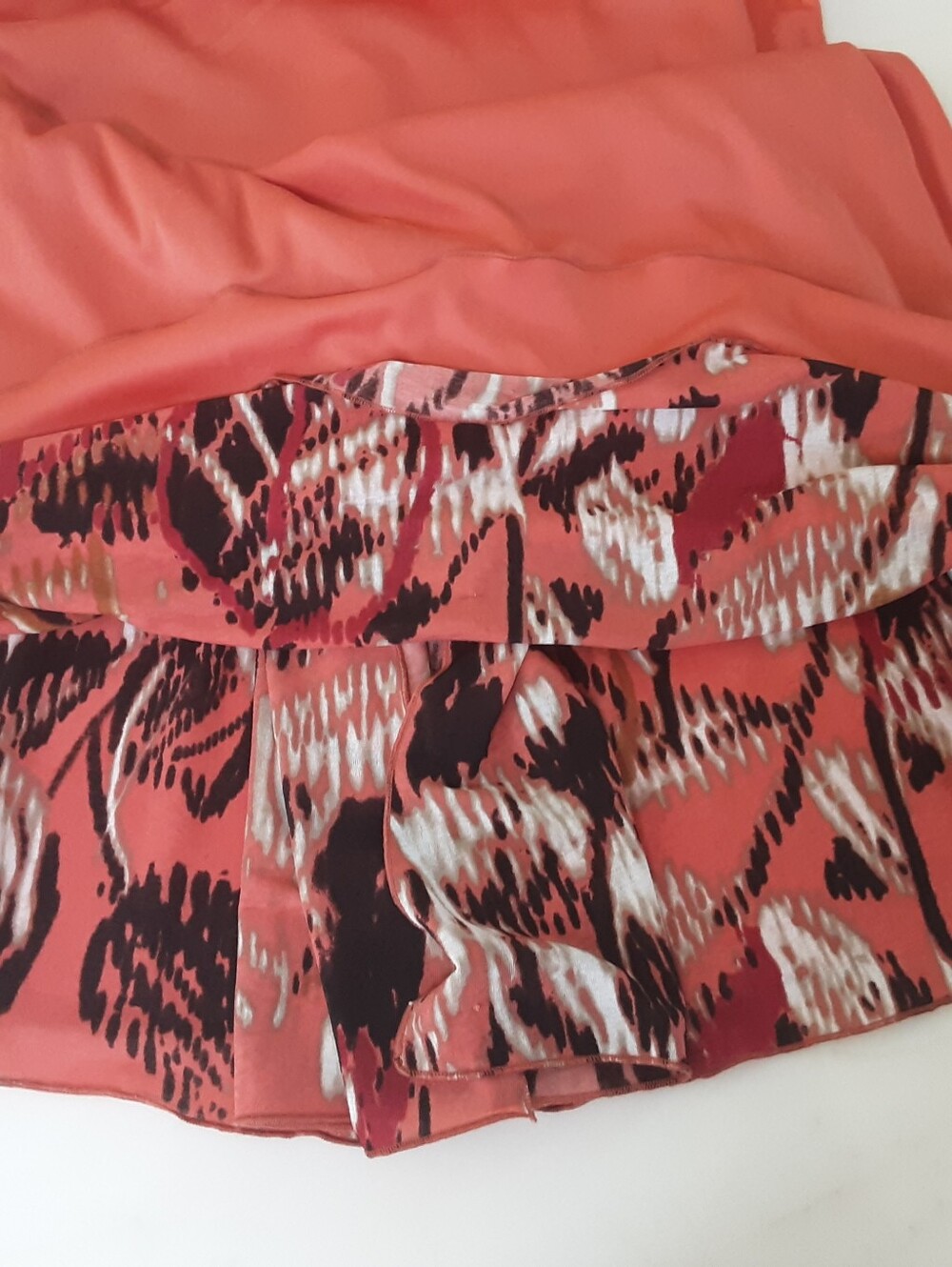 BISOU BISOU Rust Multi-Print Spaghetti Strap Babydoll Dress Sz 12 - Picture 6 of 8